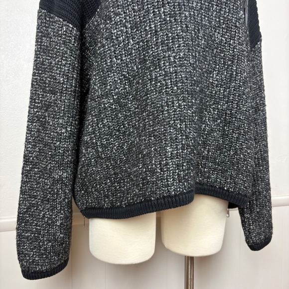 Varley Darwell Colorblock Sweater Size L Black Chunky Knit Zippers Sporty Rocker - Picture 5 of 16